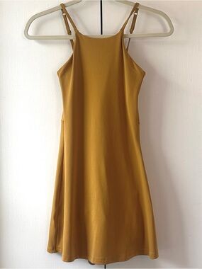 girlfriend collective Mustard Naomi Workout Mini Dress